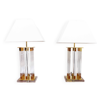 Pair of regency style lamps by faschian design 1970