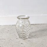 Small transparent molded glass vase