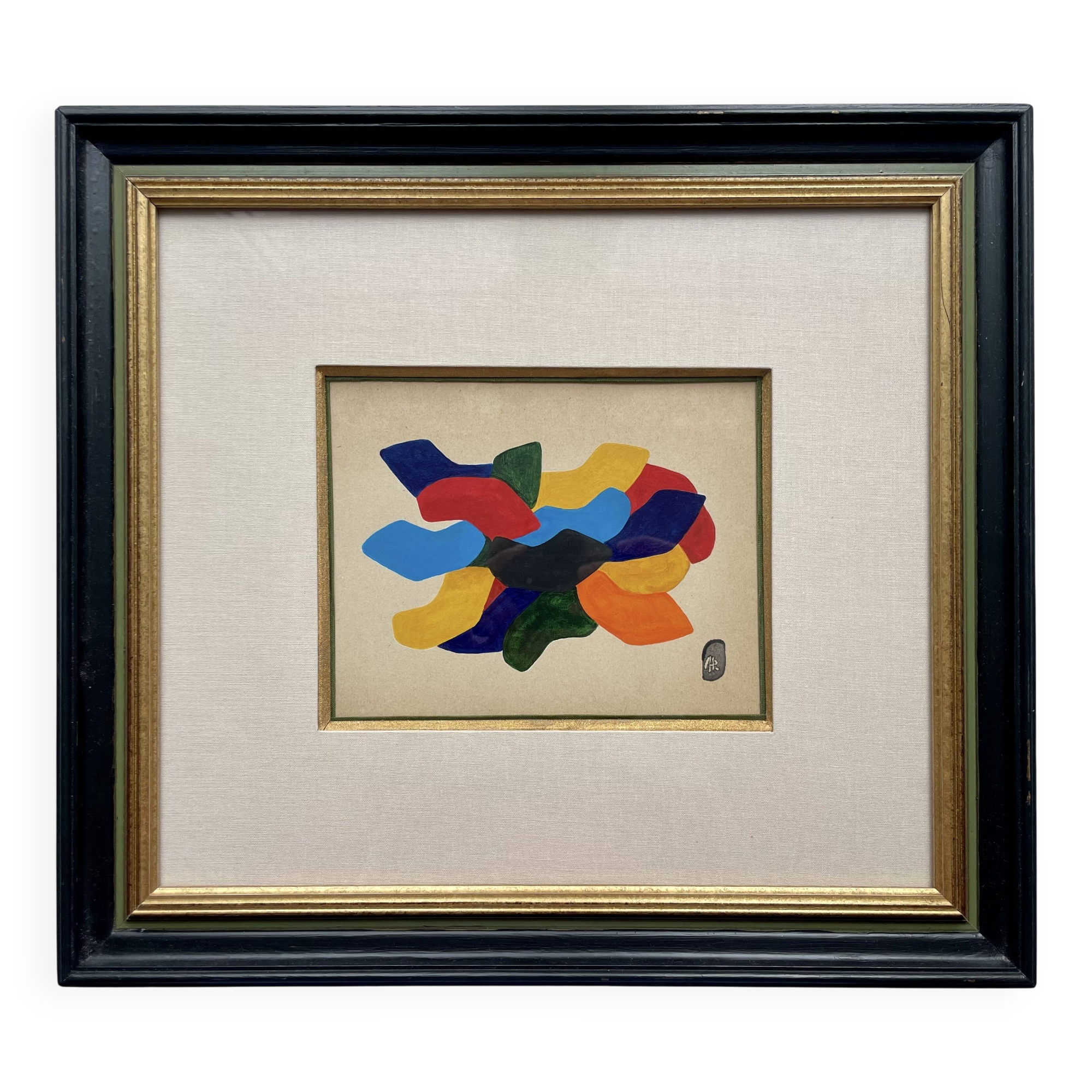 Abstract painting - Auguste Perrin - 1972
