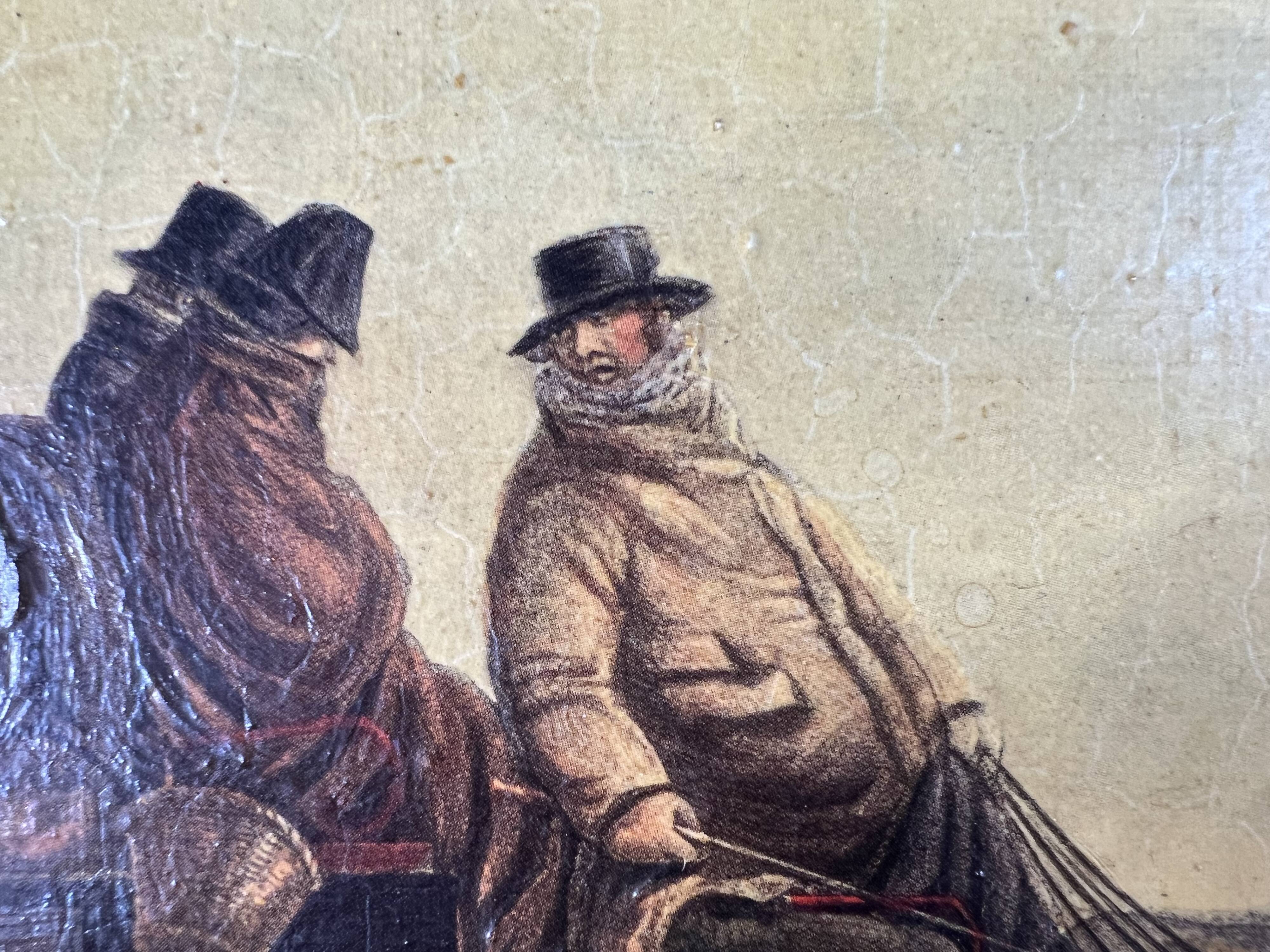 Oil painting picture of a post carriage with horses