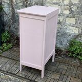 Vintage powder pink compass leg chest of drawers from the 1950s