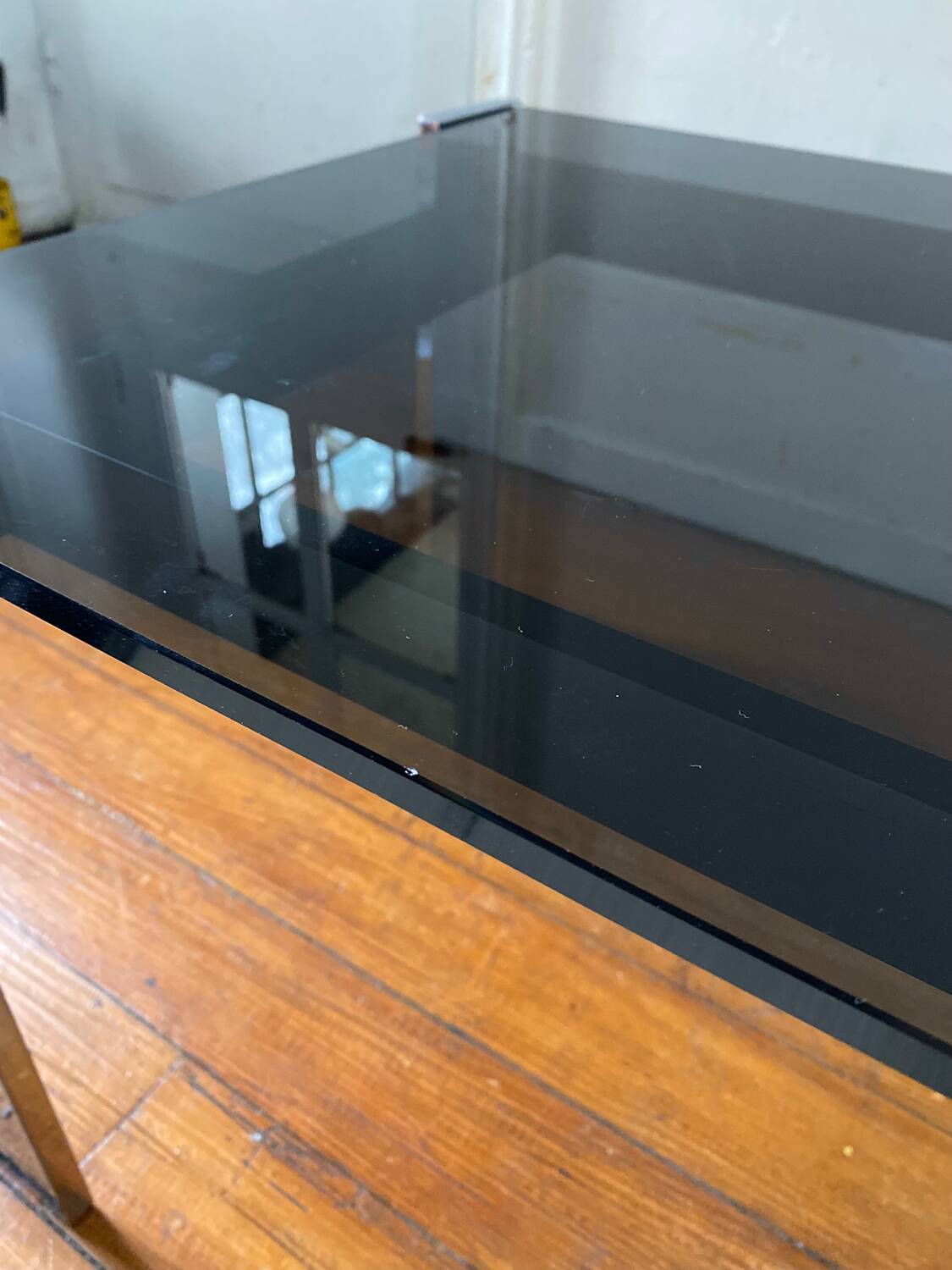 Italian rectangular coffee table in smoked glass vintage 1970