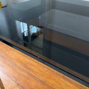 Table basse rectangulaire Italienne en verre fumé vintage 1970