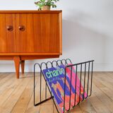 Black metal magazine rack Design attributed to François Arnal for Atelier A Made in France 1970