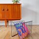 Black metal magazine rack Design attributed to François Arnal for Atelier A Made in France 1970
