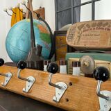 Old school coat rack 10 black ball hooks