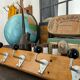 Old school coat rack 10 black ball hooks