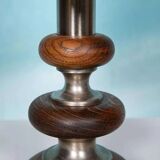 1960s bohemian table lamp, space age wooden bedside lamp