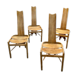 Vintage chairs in curved solid oak, c.1970, set of 4