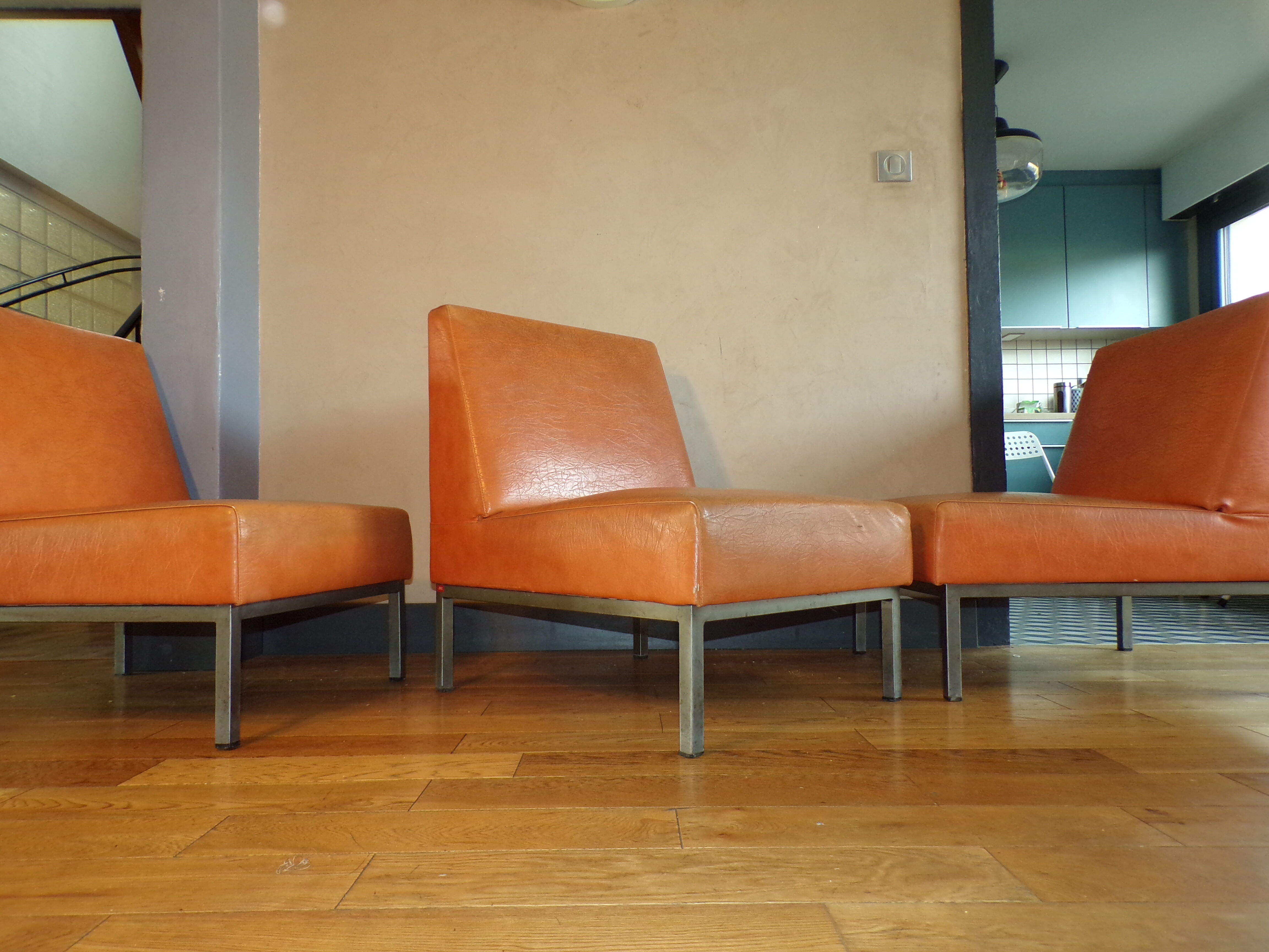 Trio of vintage low chairs