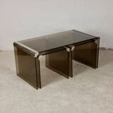Nesting tables smoked glass by Gallotti & Radice