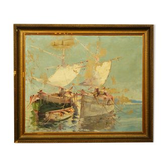 Marine oil on canvas Salomon Le Tropézien