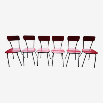 6 chaises formica rouge et chrome