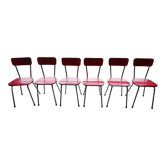 6 red and chrome Formica chairs