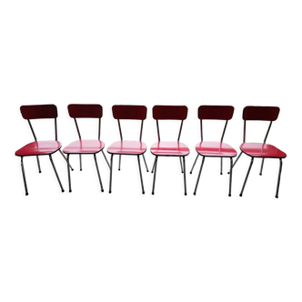 6 chaises formica rouge et chrome