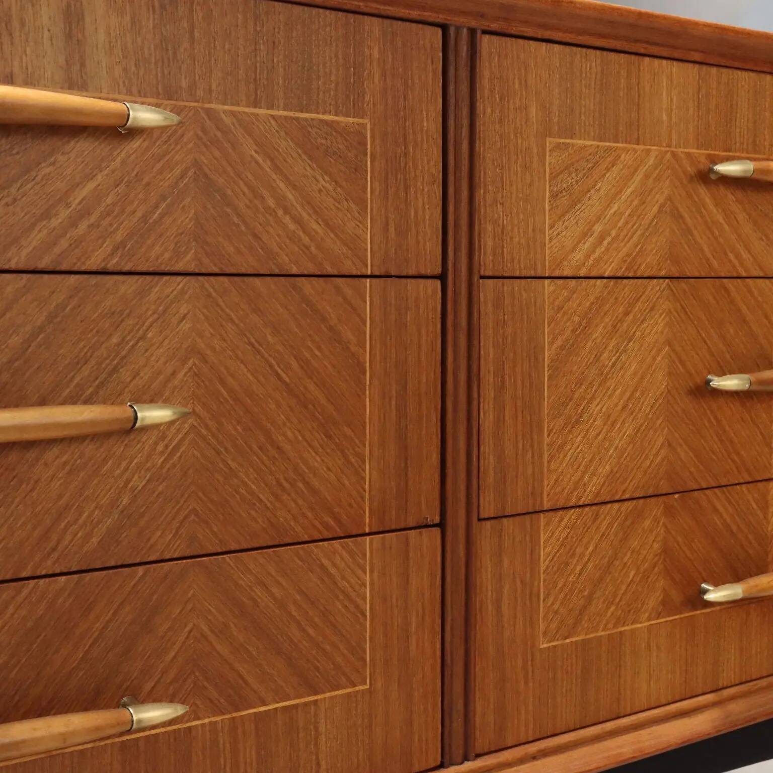 Vintage mahogany veneered commode with basins, 1960s design.
