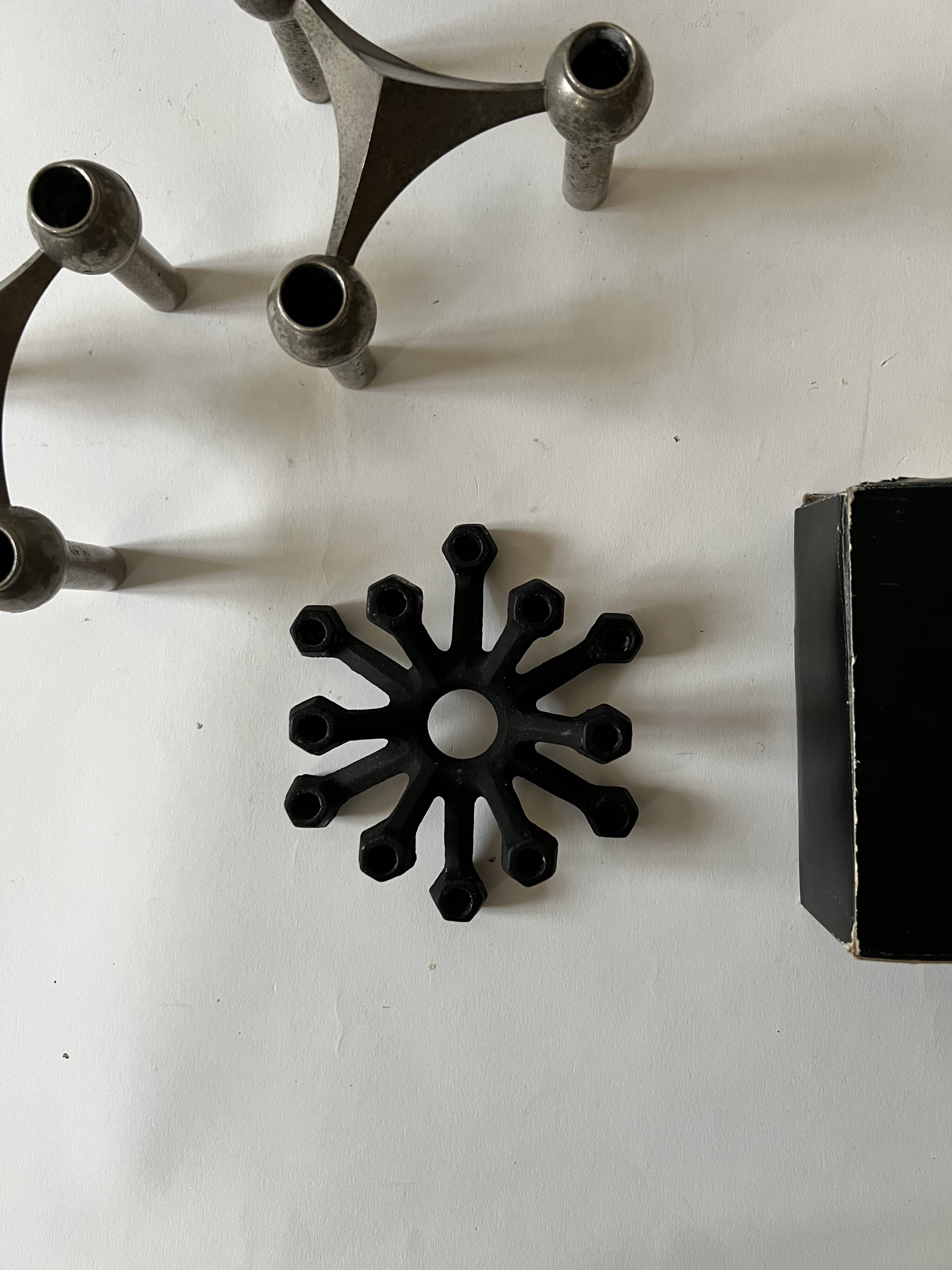 Scandinavian black cast iron candle holder, Danish Jens Quistgaard 1960