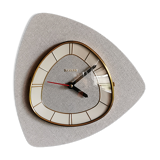 Vintage formica clock asymmetrical silent wall clock "Bayard silver grey"
