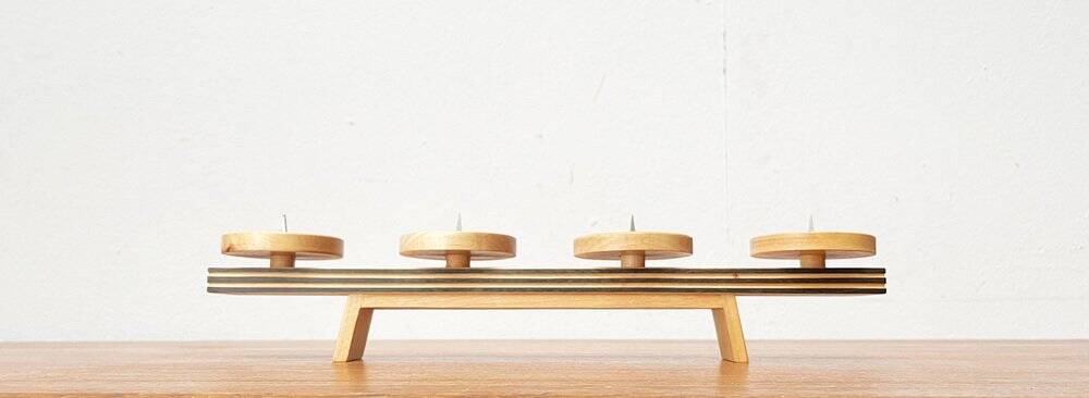 Mid-century wooden candlestick, 1960s