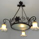 iron and opalin glass hanging lamp