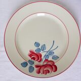 Plat rond vintage HBCM décoré à la main en porcelaine