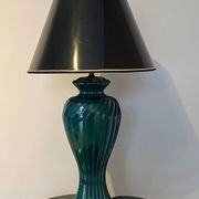 Green lacquered porcelain table lamp, Italy 70s