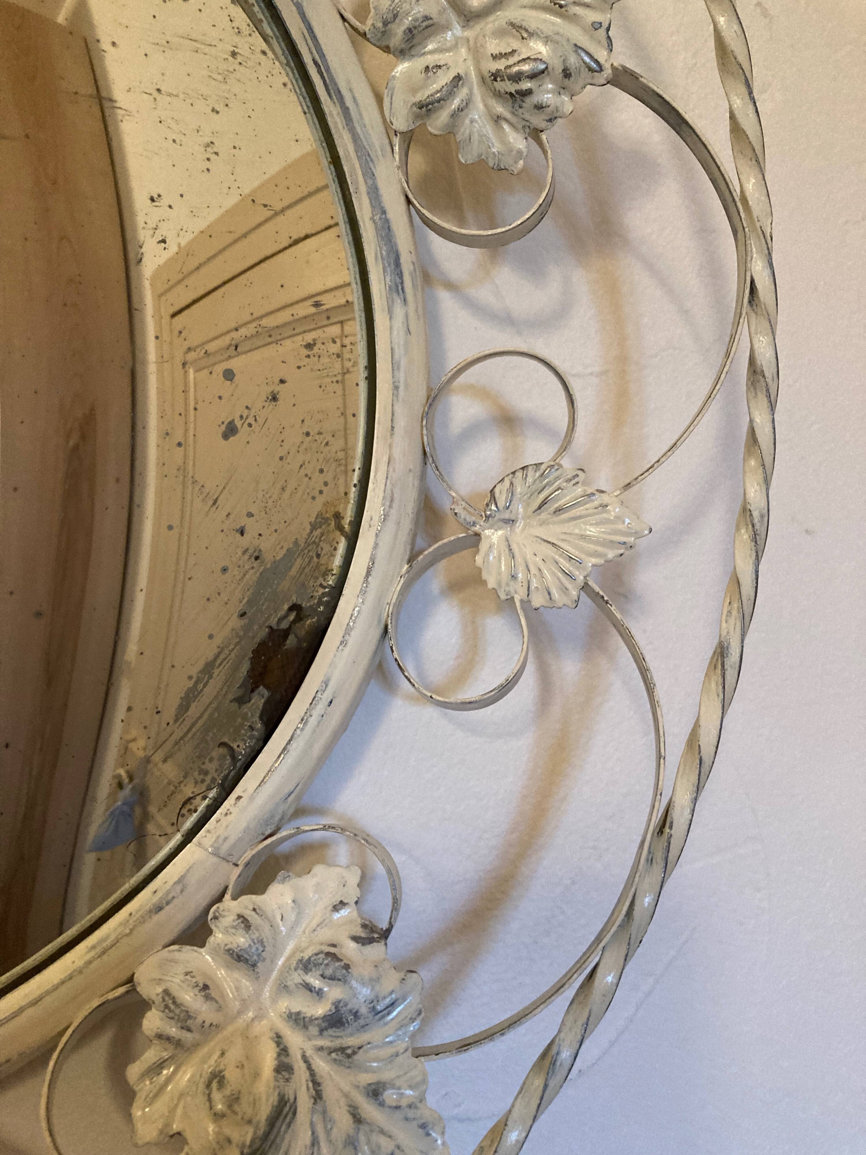 Wrought iron convex mirror, England, 1950s