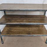 Textile workshop console in teak and wrought iron