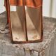 Trompe-l'Oeil magazine rack 'Actentasche' in patinated leather and canvas