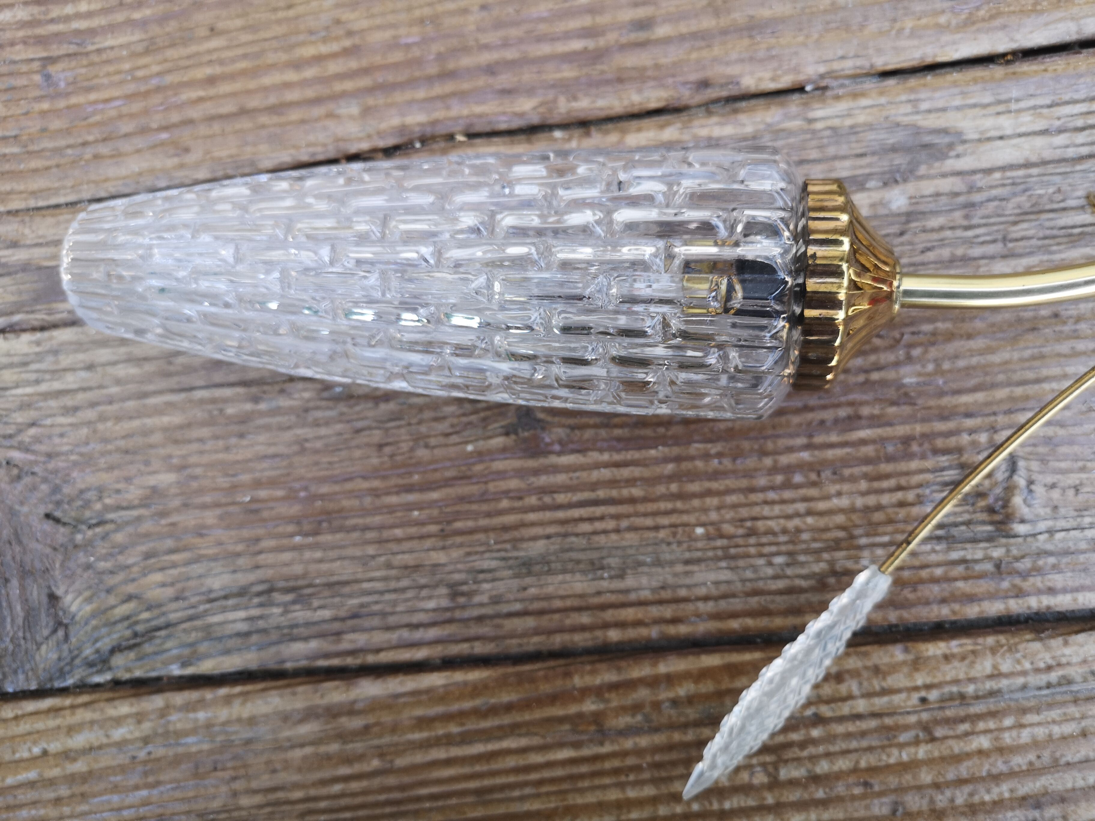Vintage brass sconces and moulded glass wheat spikes