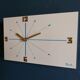 Vintage formica clock silent rectangular wall clock "Blue wood flash"