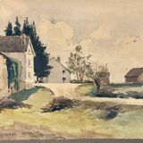 Old painting, rural landscape signed and dated.