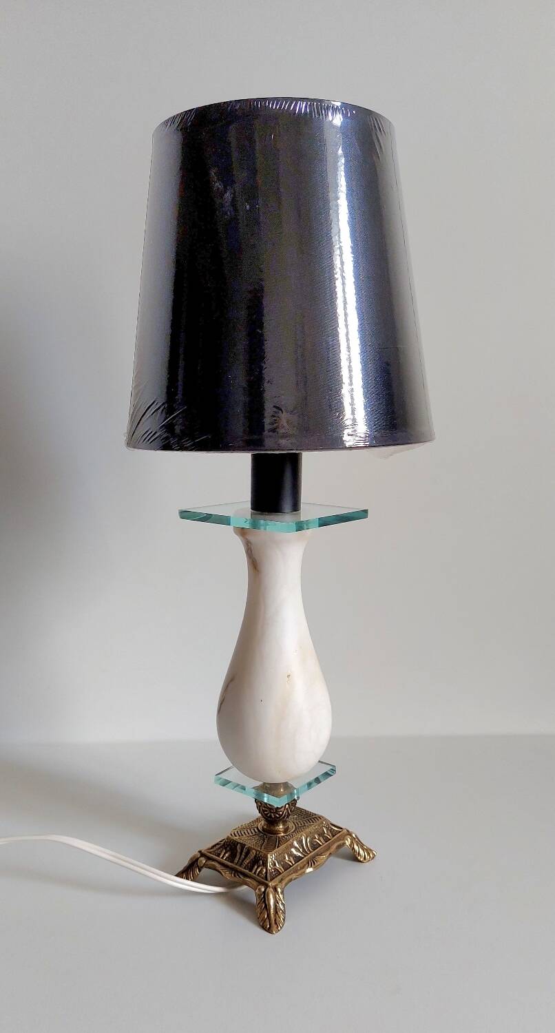 Vintage alabaster and brass lamp