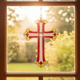 Croix en vitrail – Style Tiffany fait main, décoration murale