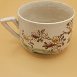 Set 2 coffee cups and saucers, porcelain signed Sarreguemines