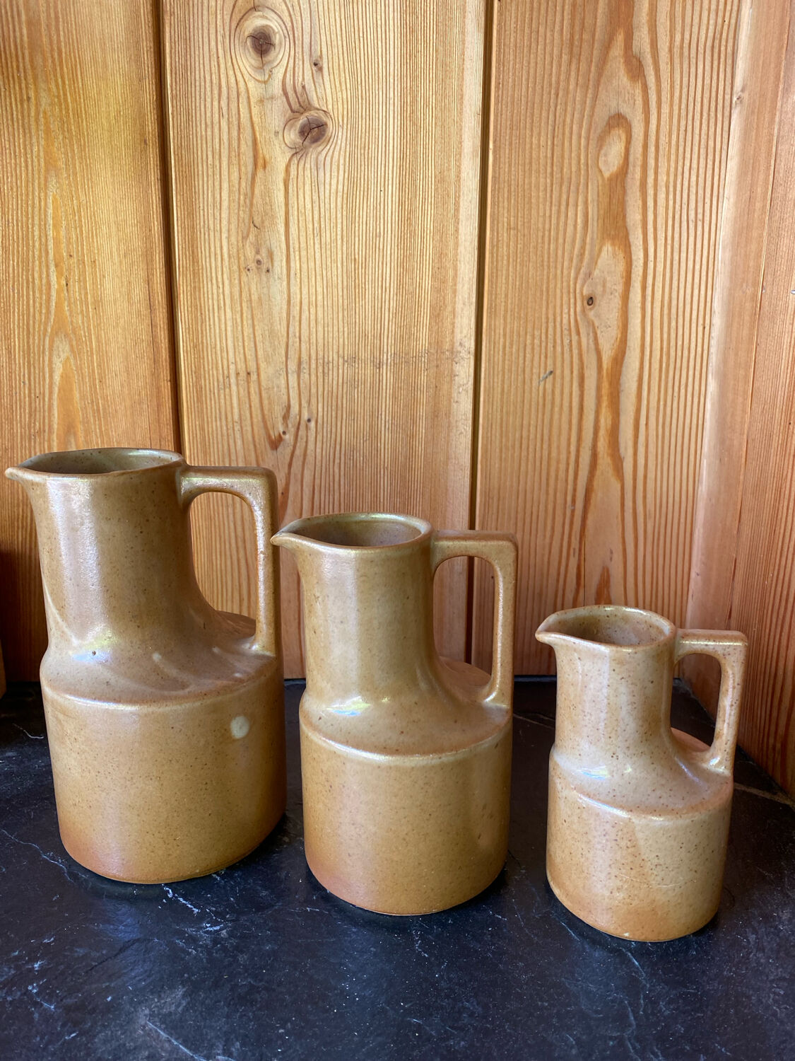 Set of 3 stoneware jugs from Brenne