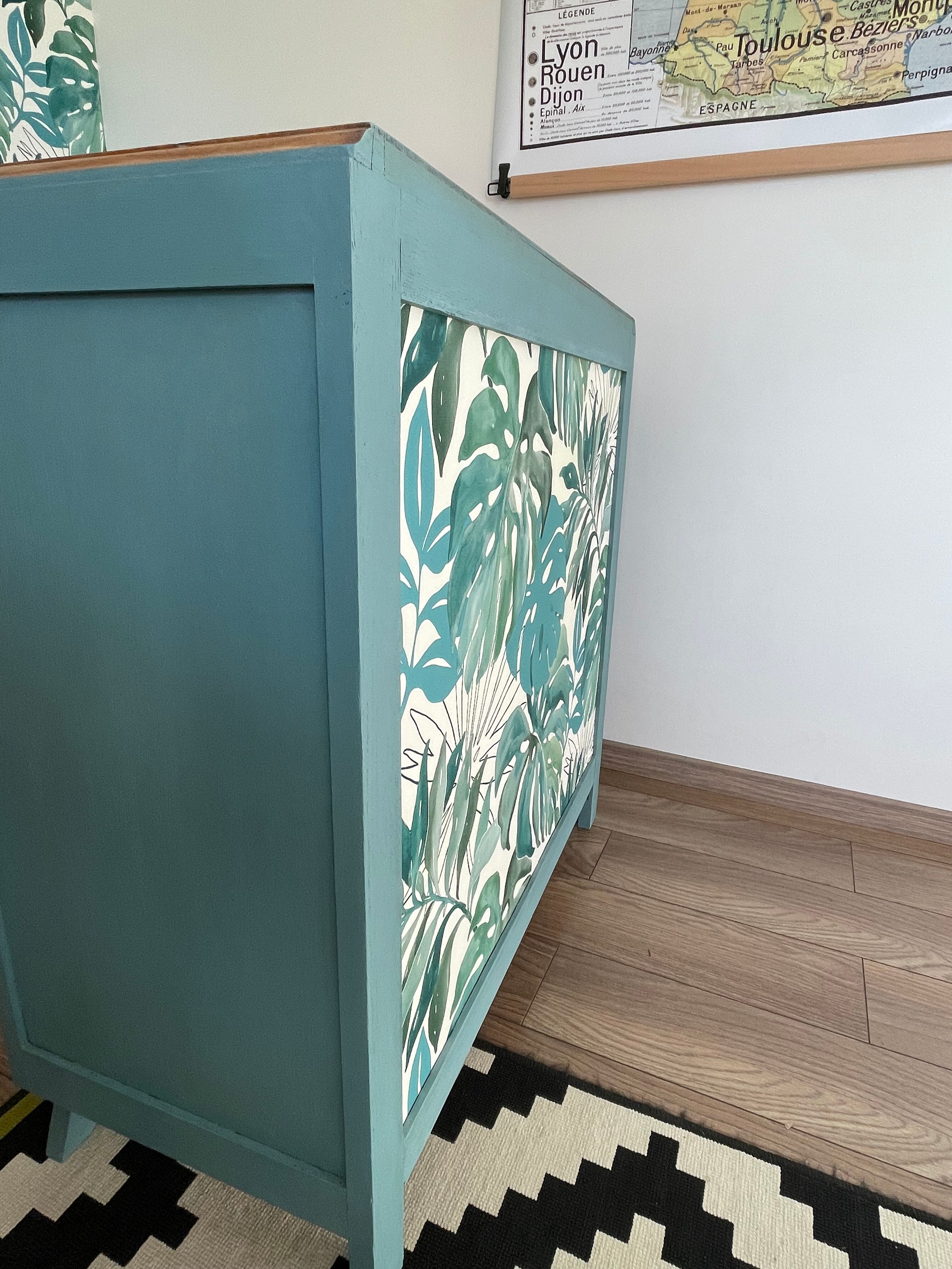 Renovated oak compass foot chest of drawers