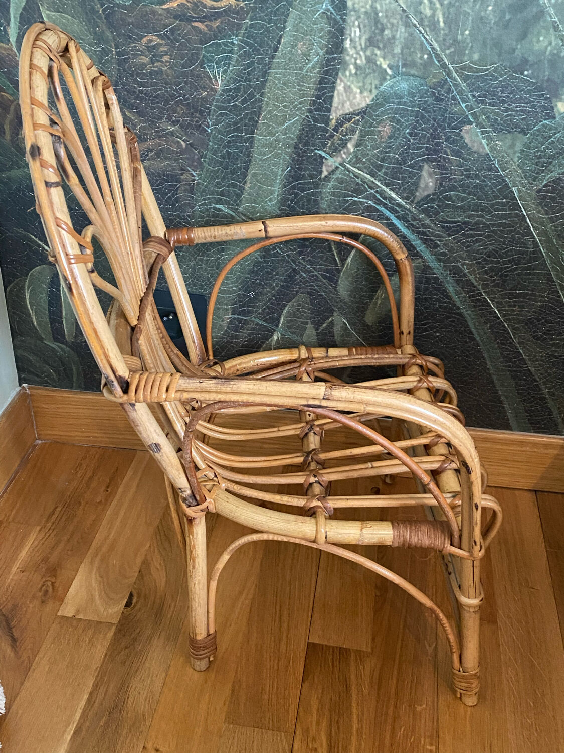 Vintage children's rattan armchair, rattan chair