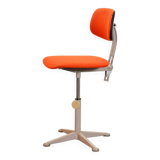 Ahrend De Cirkel Industrial Desk Chair with Orange Fabric Upholstery 1950s