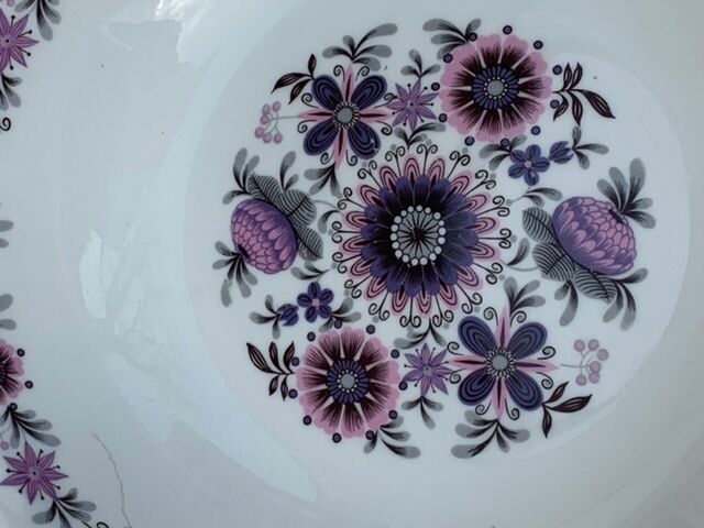 Paris porcelain salad bowl vintage floral motif 1970