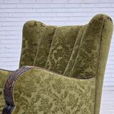 1950s, Danish relax chair. Furniture velour, oak wood,