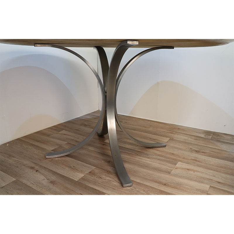 Vintage dining table in marble and steel 1970