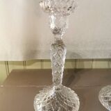 Pair of molded glass candlesticks
