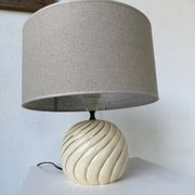Lampe de table sphérique céramique ivoire et or Barbi