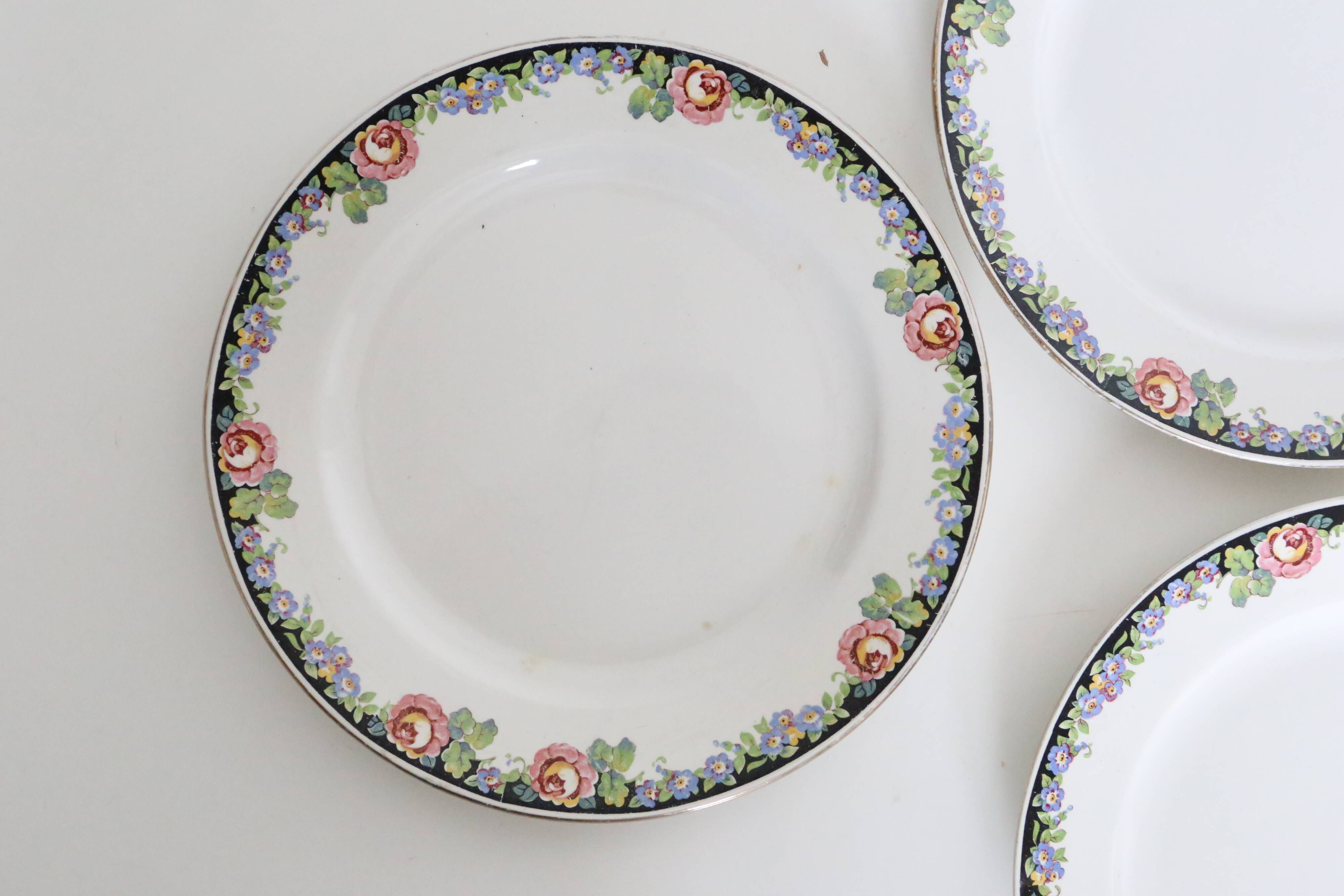 Set of 4 dessert plates Digoin Sarreguemines, vintage French, authentic, rare