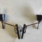 Polished varnished bronze wall lights from the Lunel house - 1950s