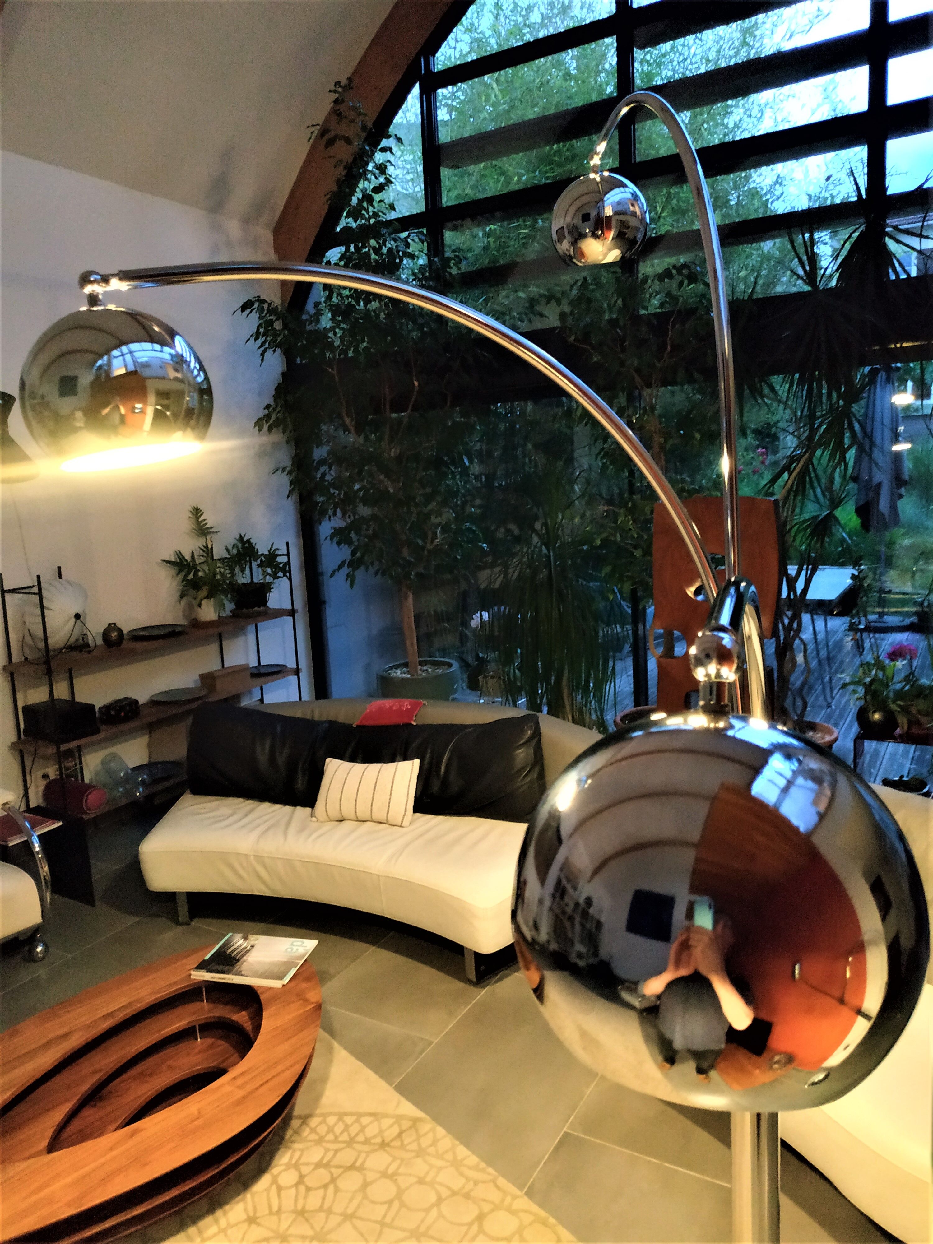 Floor lamp Chromed thrush three branches very 70s by Goffredo Reggiani