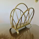 Golden brass magazine rack, Italy, 1950