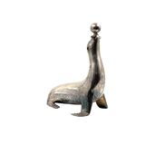 Art deco silverplated brass Seal sculpture, France 1940s