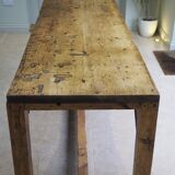 Antique vintage rustic large pine dining table old workbench